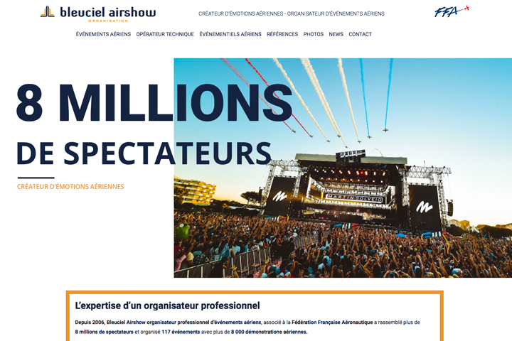 screenshot page accueil Bleuciel Airshow